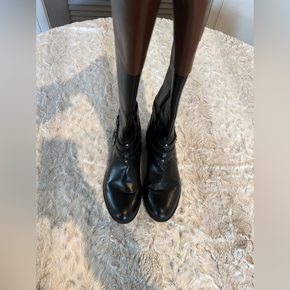 Black Leather Knee-High Boots